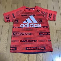 adidas Tシャツ 140 アディダス　レッド　総柄　パフォーマンスロゴ