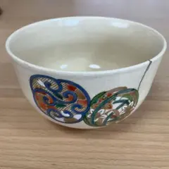 【本漆金継ぎ】抹茶茶碗 茶道具 高台寺窯 色絵 丸花文のサムネイル