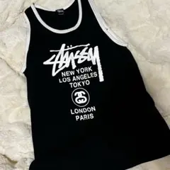 Stussy ワールドツアー タンクトップ ブラックのサムネイル