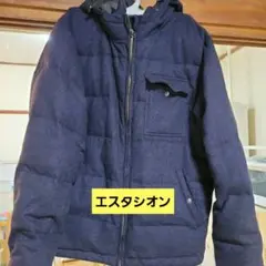 ♥️エスタシオン　デニム調ネイビー フード付き ダウンジャケット