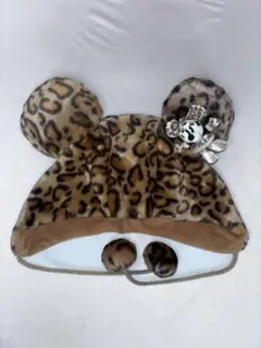 ミニーちゃん ファンキャップ ヒョウ柄 ブラウン 被り物