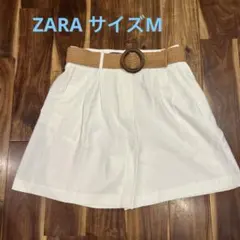 【美品】ZARAベルト付き ホワイト ショートパンツ USA M