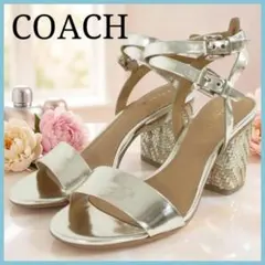 美品 コーチ PASCAL サンダル 36.5 23.5cm プラチナゴールド