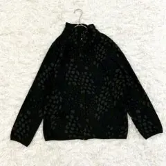 UNIQLO ユニクロ マイクロフリースジャケット XL 総柄 ブラック