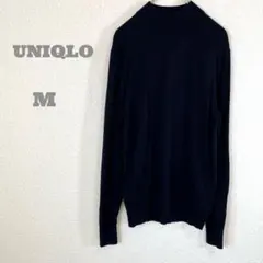 ユニクロ/ニット/セーター/ハイネック/M/ネイビー/きれいめ/ウール100
