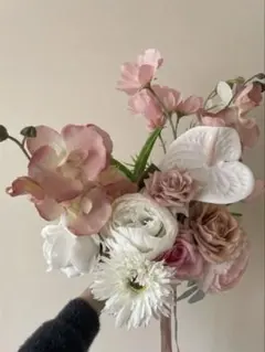 【本日限定値下げ】ブーケ＆ブートニア セット（ピンク・ホワイト・胡蝶蘭）