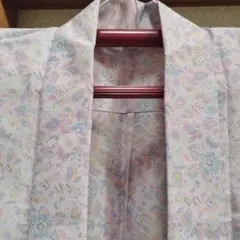単　花柄小紋着物 淡いピンクパープル