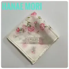 【新品・未使用】HANAE MORI ハナエモリ花柄 ハンカチ 白 上品 ピンクのサムネイル
