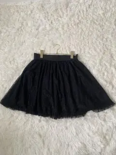 Cynthia シンシア レース×チュール フレアミニスカート ブラックのサムネイル