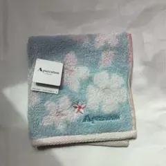 Aquascutum タオルハンカチ 花柄 水色のサムネイル