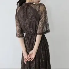 【24時間以内発送】ブラウン レース パーティードレス M