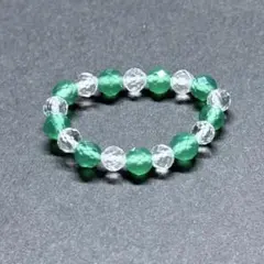 BR1129 天然石 パワーストーン ビーズリング グリーンオニキス 天然水晶