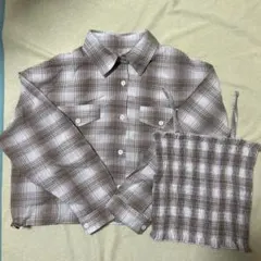 SPRAY PREMIUM チェック柄長袖シャツとシュリンクトップセット