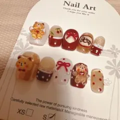 純手作り ネイルチップ クリスマスレッド ショート可愛い キャッツアイ 貼るだけ