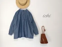 ichi バンドカラーギャザーブラウスのサムネイル