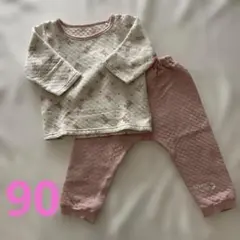 動物柄キルティング長袖パジャマセット　90