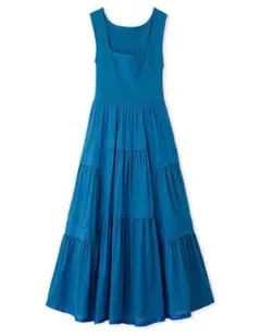 希少！　ニットコンビタックティアードワンピース　フレイアイディー　ブルー