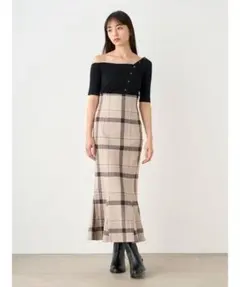 【タグ付き】スナイデル ハイウエストマーメイドスカート 0（S）チェック