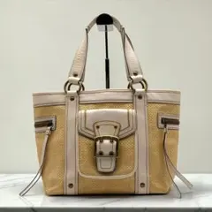 美品✨Vintage Coach Soho Straw Bag Leather