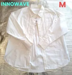 ♦INNOWAVE♦　M　前身頃フリル付きホワイト長袖シャツ　新品・未使用品のサムネイル