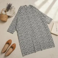 【美品】S.T.CLOSET FRABJOUS 総柄バックリボンチュニック 綿