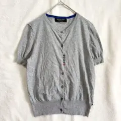 美品 ブラックレーベル ポールスミス 半袖ニットカーディガン パフ袖 グレー Lのサムネイル