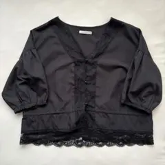 ナイスクラップ　トップス　レース　花柄　レディース　黒　ブラウス