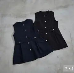 新品 しまむら 田中里奈 mysa ペプラム ジレ ネイビー L