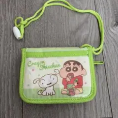 クレヨンしんちゃん ネックストラップ付き 二つ折り財布