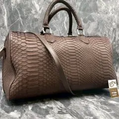 定価40万】ヘビ皮 パイソン ボストンバッグ 旅行バッグ ベージュ