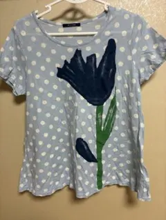 Brodiaea 水色ドット花柄半袖Tシャツのサムネイル