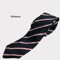 Vittorio ストライプ ネクタイ ネイビー