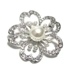 bro-0450　ブローチ　桜　さくら　花　ラインストーン　イミテーションパール