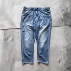 ライトブルー カジュアル デニムパンツ ユニセックス イージーパンツ 紐付き
