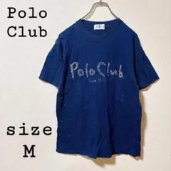 ポロクラブ【M】半袖 Tシャツ メンズ ネイビー 濃紺 古着のサムネイル
