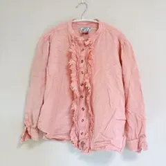 ★値下げ大歓迎★ピンク フリル付きボタンシャツ【M】