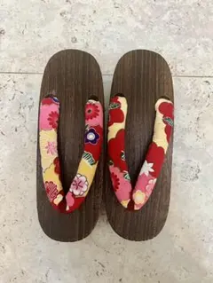 花柄木製下駄　新品未使用