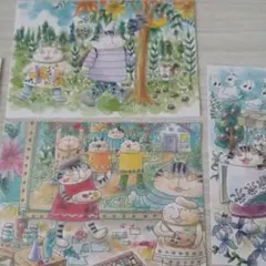 猫の水彩画ポストカード9枚セット