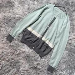 PEYTON PLACE リボンデザインカーディガン ウール混 グリーン M