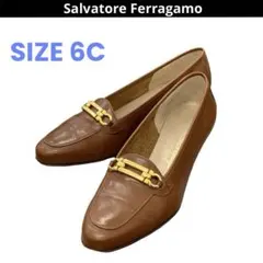 フェラガモ レザー ガンチーニ ローファー ブラウン サイズ6C(23.5cm)