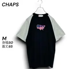 CHAPS ラグランスリーブ 半袖 Tシャツ USAマップ 星条旗ロゴ 刺繍 Mのサムネイル