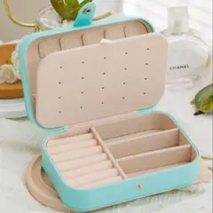 【人気】アクセサリーケース 仕切り付き ジュエリーボックス ミントブルー
