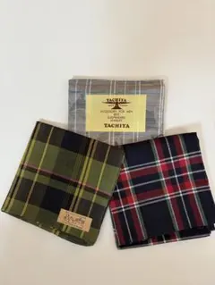 チェック柄ハンカチ 3枚セットまとめ売り