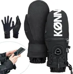 スノーボードグローブ 360°ワイヤー調整ノブ 取り外し可能プロテクタ Lサイズ