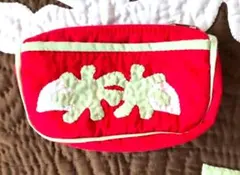 在庫一掃セール!!スモールコスメポーチ♡ガーデニア♡赤♡ハワイアンキルト