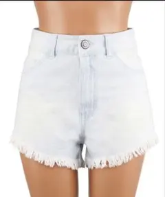 フリンジヘムショートパンツ Lサイズ ライトブルー　三愛水着　ビーチデニム