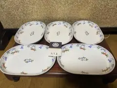 たち吉 花絵 スパゲッティ皿 5枚セット 楕円皿 深皿 京焼