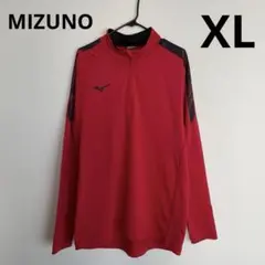 ミズノ 赤　XL ストレッチフリース ハーフジップシャツ 薄手 トレーニング