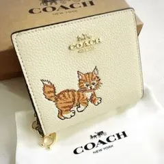【美品】COACH コーチダンシング キトゥン 子猫 二つ折り財布