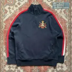 00s ポロラルフローレン ハーフジップ スウェット サイドライン クレスト 黒